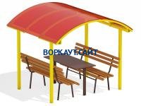 Стол и лавки под навесом МАФ 4005 в Калининграде