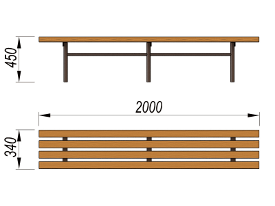 Двухметровая лавочка без спинки 2 м МАФ 1602 в Калининграде