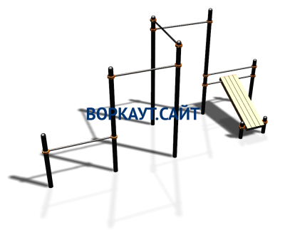 Воркаут комплекс разноуровневых турников со скамьей для пресса ВС-37 в Калининграде