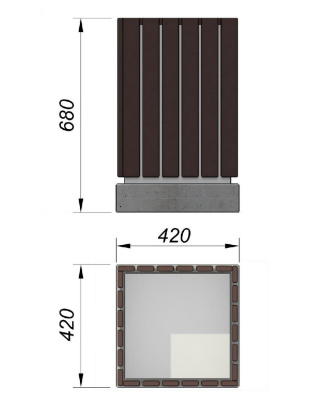 Урна деревянная квадратная с бетонным основанием МАФ 1633 в Калининграде