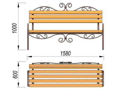 Лавочка кованная МАФ 1606 в Калининграде