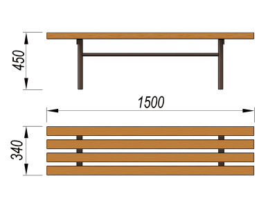 Лавочка без спинки МАФ 1601 в Калининграде