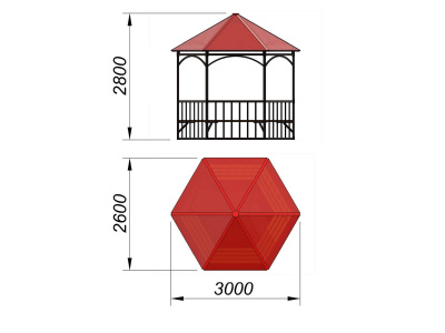 Беседка с лавками и полом МАФ 4122 в Калининграде