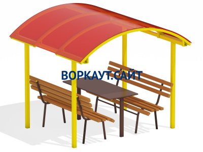Стол и лавки под навесом МАФ 4005 в Калининграде