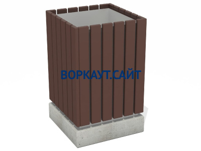 Урна деревянная квадратная с бетонным основанием МАФ 1633 в Калининграде